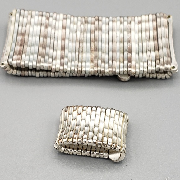 Silver & Rhinestone Stretch Bracelet and Ring Set - Picture 5 of 8